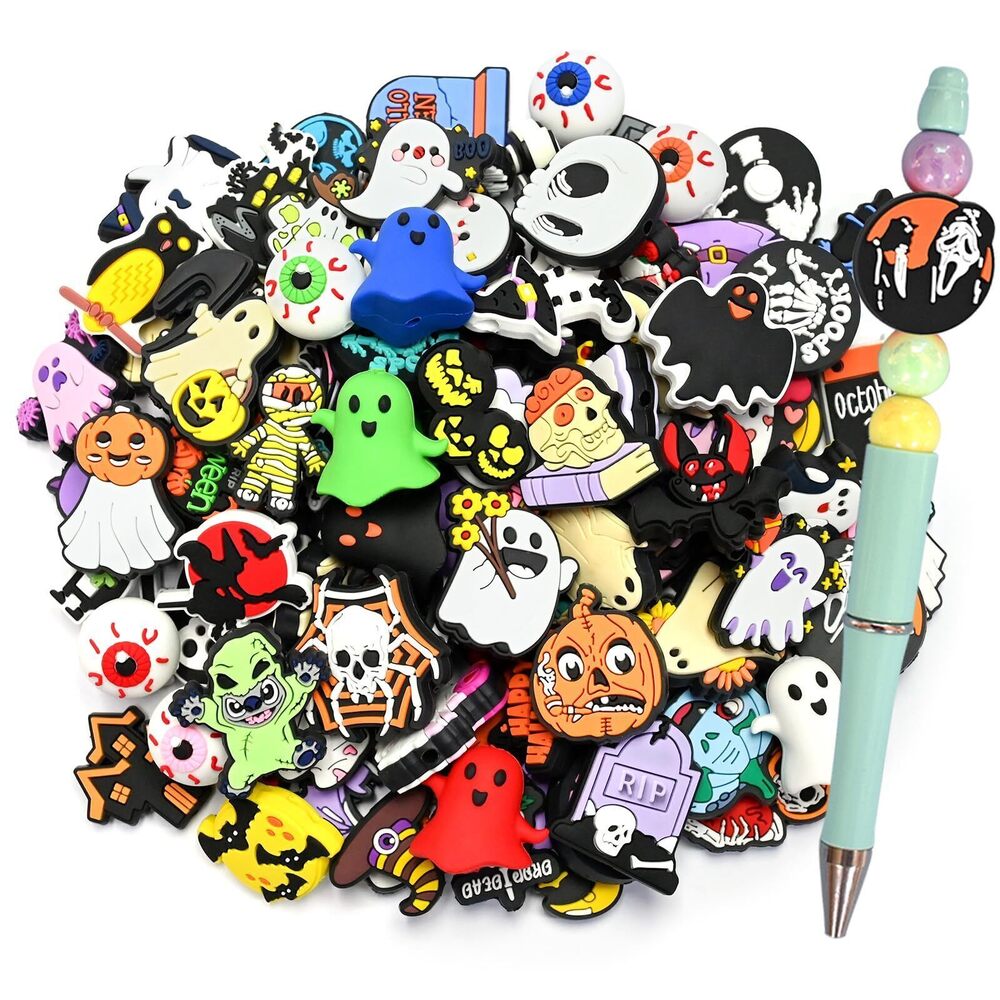 9340 100PCS Halloween Focal Beads pens, Silicone Focal Beads Bulk